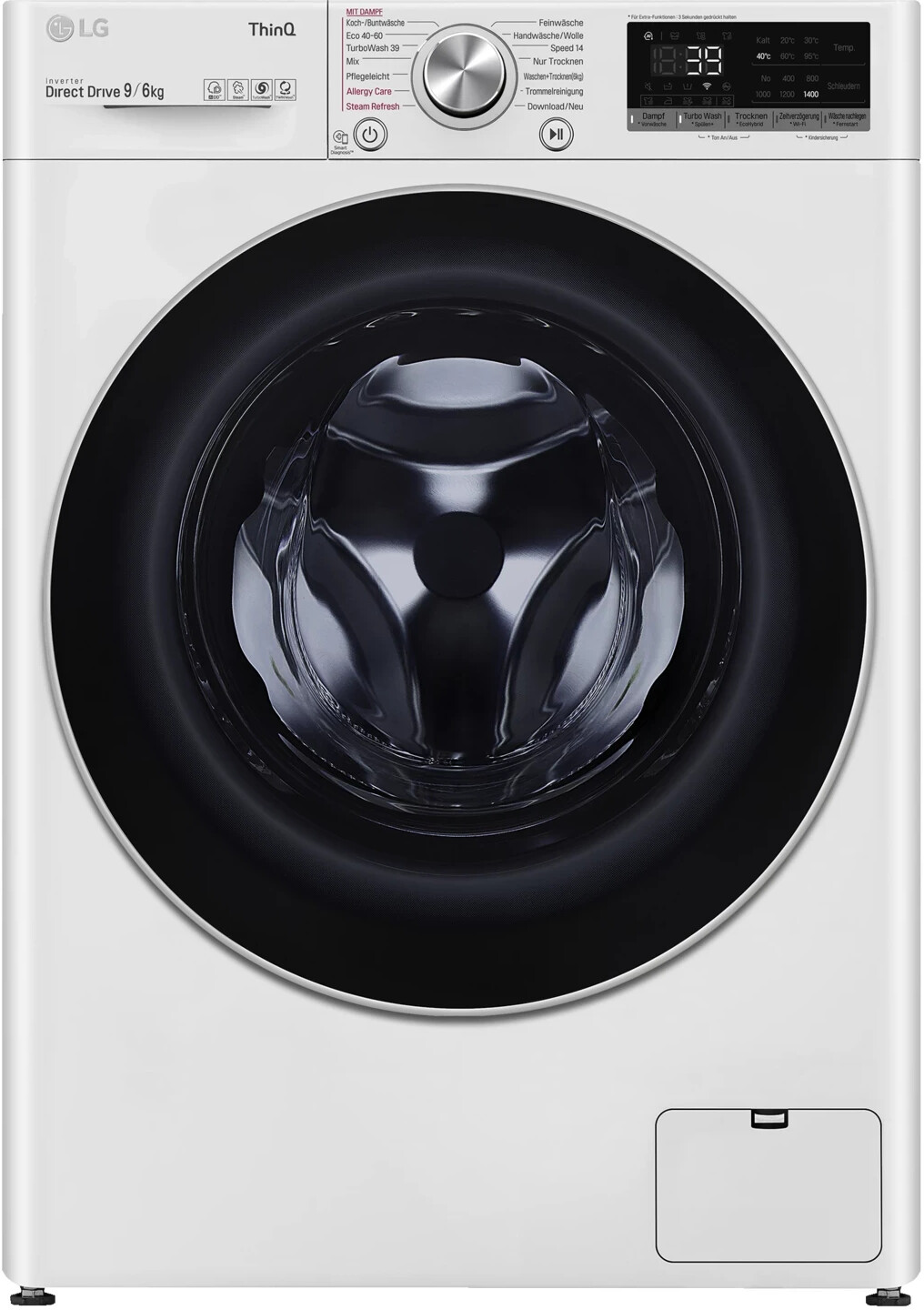 LG V7WD906A was-droogcombinatie (9 kg / 6 kg, 1360 tpm)