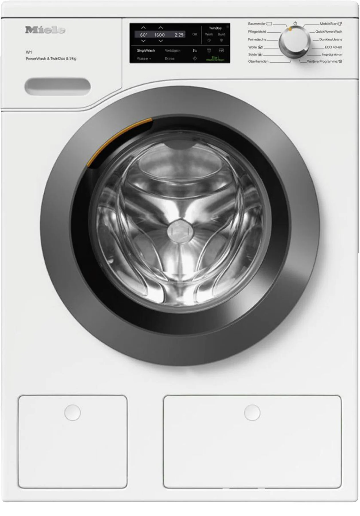 MIELE WCI860 WPS PWash&TDos&9kg W1 Chrome Edition wasmachine (9 kg, 1600 tpm, A, pluizenfilter filter voor vreemde voorwerpen) met grote korting